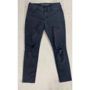Old Navy Rockstar Jeans Womens 4P Black Stretch Mid Rise Distressed Pocket Denim